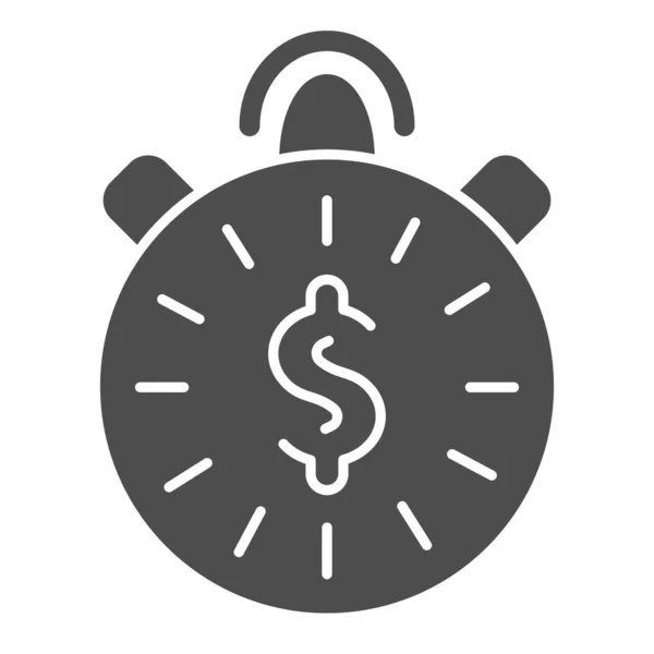 시간은 돈의 견고 한 아이콘입니다. 시계와 돈 벡터 그림은 흰색에 분리되어 있다. 웹 과 앱을 위해 디자인 된 시계 글 리프 스타일의 인형. Eps 10. — 스톡 벡터
