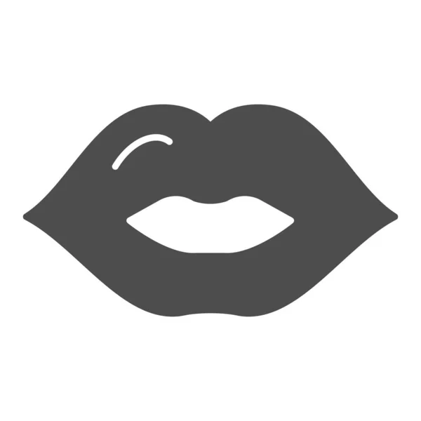 固体のアイコンを唇。白で隔離されたキスベクトルイラスト。Webとアプリ用に設計された口のグリフスタイルのデザイン。Eps 10. — ストックベクタ