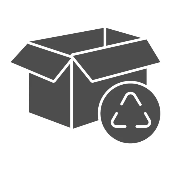 Kartonnen doos recyclen vaste pictogram. Pakket recycling vector illustratie geïsoleerd op wit. Papieren doos glyph stijl ontwerp, ontworpen voor web en app. Eps 10. — Stockvector