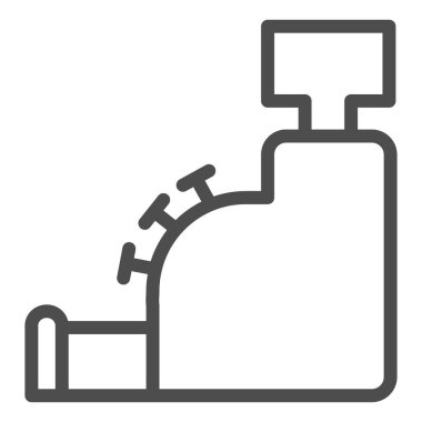 Yazar kasa ikonu. Antika para kayıt makinesi sembolü, beyaz arka planda ana hatlı resim. Mobil konsept ve web tasarımı için ticari satış tabelası. Vektör grafikleri.