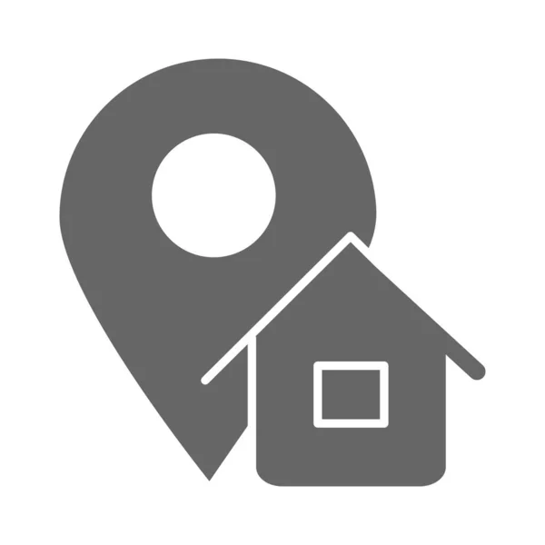 Адрес сплошной значок, логистический символ, указатель на карту с векторным знаком дома на белом фоне, значок местоположения домашнего адреса в стиле глифа для мобильной концепции и веб-дизайна. Векторная графика . — стоковый вектор