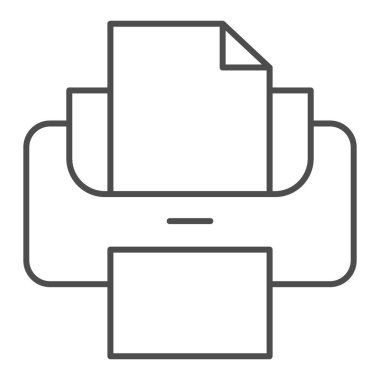 Yazıcı ince çizgi simgesi. Beyaz üzerine izole edilmiş vektör illüstrasyonunu yazdır. Yazdırma makinesi tasarımı, web ve uygulama için tasarlandı. Eps 10.