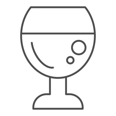 Şarap kadehi ince çizgi ikonu. Beyaz üzerine izole edilmiş vektör illüstrasyonu iç. Alkol tasarımı, web ve uygulama için tasarlanmış. Eps 10.