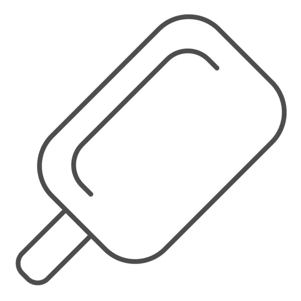 贴上冰淇淋细线图标.白色上孤立的冰棍矢量图解。Sweets为web和app设计的轮廓样式设计。Eps 10. — 图库矢量图片