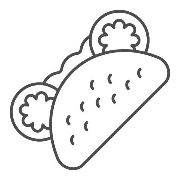 Pita chleb cienka linia ikona. Ilustracja wektora fast food wyizolowana na białym. Tacos zarys stylu projektowania, przeznaczony do sieci web i aplikacji. Eps 10. — Wektor stockowy