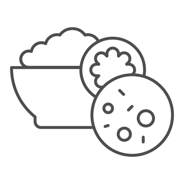 Ensalada olivier icono de línea delgada. Ilustración vectorial cocina rusa aislada en blanco. Placa de diseño de estilo de esquema de alimentos, diseñado para la web y la aplicación. Eps 10 . — Vector de stock