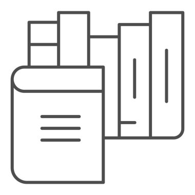 Kitaplar ince çizgi ikonu. Kitaplık vektör illüstrasyonu beyaza izole edildi. Kütüphane ana hatları tasarımı, web ve uygulama için tasarlandı. Eps 10.