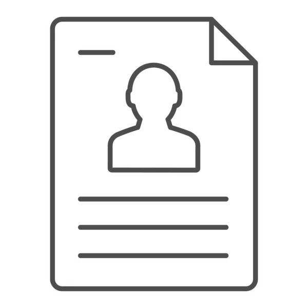 Documento personale icona linea sottile. Illustrazione vettoriale carta di identificazione isolata su bianco. Foglio di progettazione stile contorno, progettato per il web e app. Eps 10 . — Vettoriale Stock