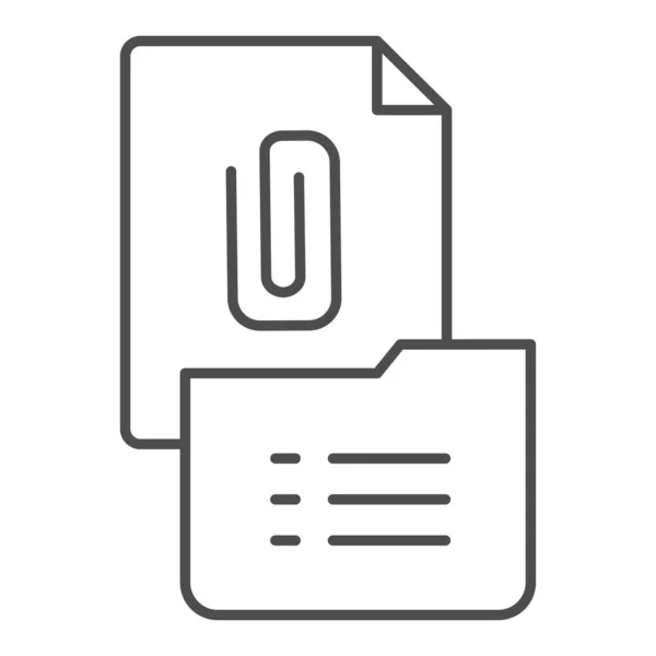 Clip en el icono de línea delgada de papel. Carpeta de clip ilustración vectorial aislada en blanco. Diseño de estilo de esquema de lista y carpeta, diseñado para web y aplicación. Eps 10 . — Vector de stock