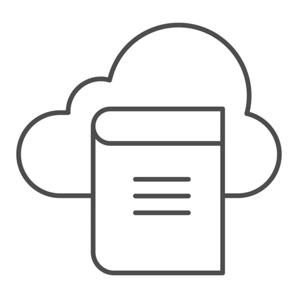 Boek in de cloud dunne lijn pictogram. Literatuur in cloud storage vector illustratie geïsoleerd op wit. Ebook outline stijl ontwerp, ontworpen voor web en app. Eps 10. — Stockvector