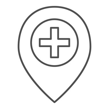 Konum ince çizgi simgesi ekle. Harita iğnesi ve vektör çizimi beyaza izole edildi. Yönlendirme tasarımı, web ve uygulama için tasarlandı. Eps 10.