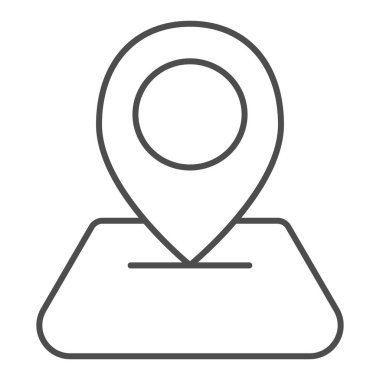 Harita pin ince çizgi simgesi. Yönlendirme vektör illüstrasyonu beyaza izole edildi. Harita işaretleyici tasarımı, web ve uygulama için tasarlandı. Eps 10.