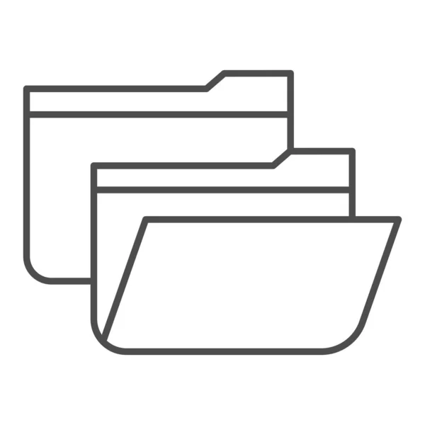 Φάκελοι λεπτή γραμμή εικονίδιο. Δύο φάκελοι αρχείων διανυσματική απεικόνιση απομονωμένη στο λευκό. Σχεδιασμός στυλ περιγράμματος φακέλου υπολογιστή, σχεδιασμένο για web και app. Eps 10. — Διανυσματικό Αρχείο