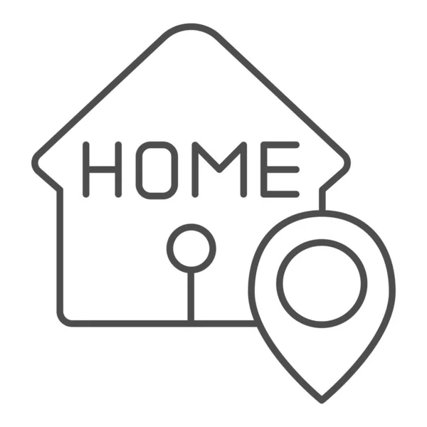 Thuis locatie dunne lijn pictogram. Huis met kaart pin vector illustratie geïsoleerd op wit. Navigatie ontwerp, ontworpen voor web en app. Eps 10. — Stockvector