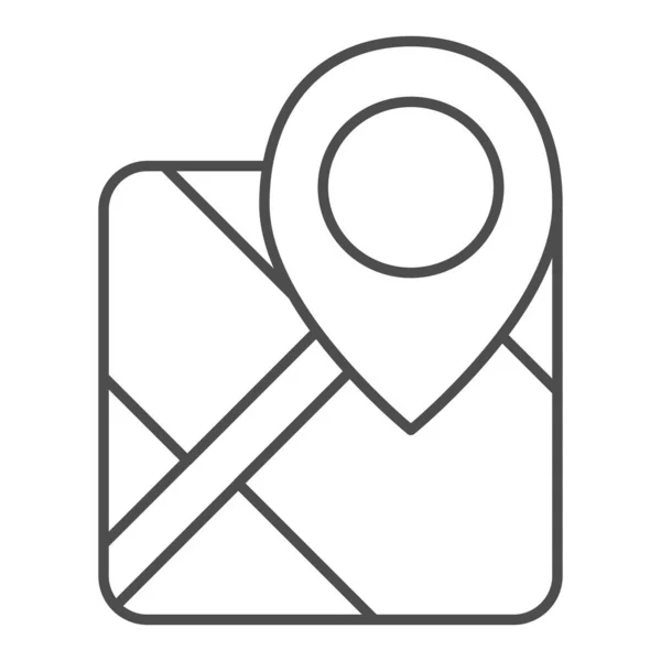 Icono de línea delgada Gps. Mapa con ilustración vectorial pin aislado en blanco. Marcador localizar diseño de estilo de esquema, diseñado para la web y la aplicación. Eps 10 . — Vector de stock