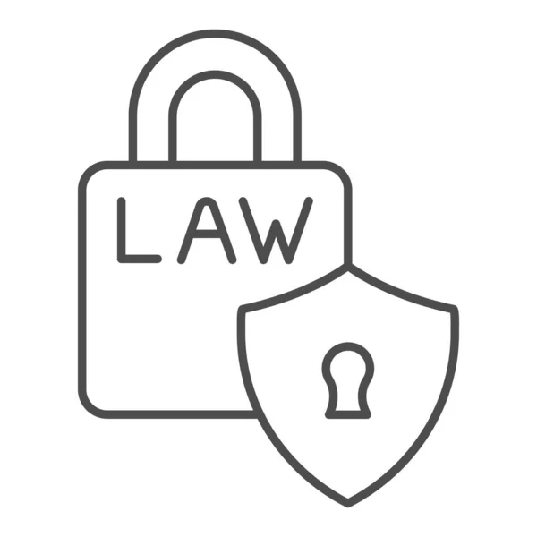 Lock törvény vékony vonal ikon. Védelmi vektor illusztráció elszigetelt fehér. Lakat törvény vázlatos stílus design, tervezett web és app. 10. rész. — Stock Vector