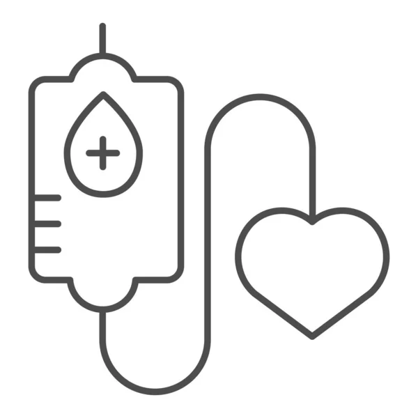 Donación de sangre delgada icono de línea. Ilustración vectorial de transfusión de sangre aislada en blanco. Diseño de estilo de esquema de salud, diseñado para la web y la aplicación. Eps 10 . — Archivo Imágenes Vectoriales