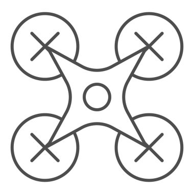 İHA ince çizgi simgesi. Uçak vektör çizimi beyaza izole edildi. Helikopter tasarımı, web ve uygulama için tasarlandı. Eps 10.