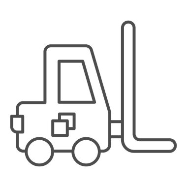 Forklift ince çizgi simgesi. Yükleyici vektör çizimi beyaza izole edildi. Web ve uygulama için tasarlanmış taşıma ana hatları tasarımı. Eps 10.