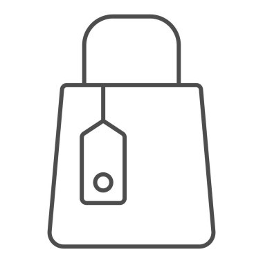 Alışveriş torbası, ince çizgi ikonu. Paket vektör illüstrasyonunu beyazda sakla. Alışveriş çantası tasarımı, web ve uygulama için tasarlanmış. Eps 10.