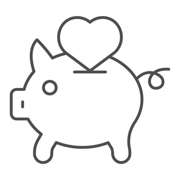 Ratuję ikonę miłości. Świnka Bank i wektor serca ilustracji izolowane na białym. Ręczne wkładanie serca w stylu świnia zarys projektu, przeznaczony do sieci i aplikacji. Eps 10. — Wektor stockowy