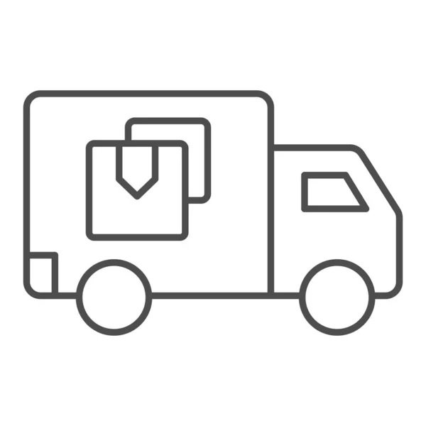 Delivery truck thin line icon. Van vector illustration isolated on white. Transport outline style design, designed for web and app. Eps 10. — Stock Vector