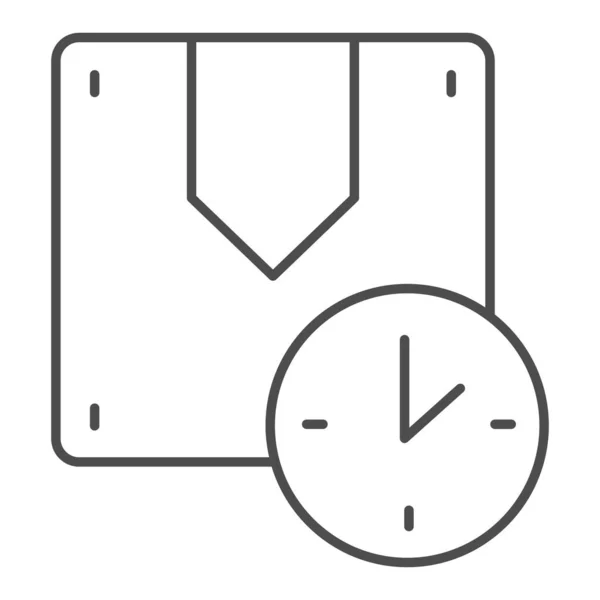 Entrega rápida icono de línea delgada. Ilustración vectorial oportuna aislada en blanco. Diseño de estilo de contorno de caja y reloj, diseñado para web y aplicación. Eps 10 . — Vector de stock