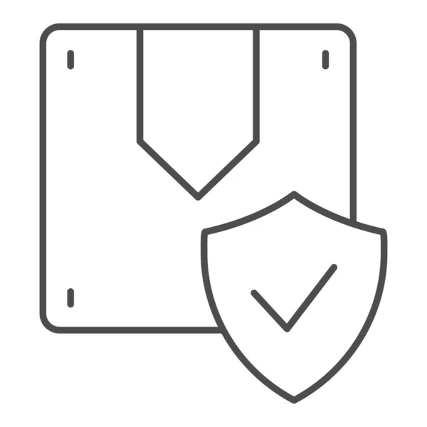 Casilla y marca el icono de línea delgada. Ilustración vectorial de seguridad de carga aislada en blanco. Diseño de estilo de esquema de paquete aprobado, diseñado para web y aplicación. Eps 10 . — Vector de stock