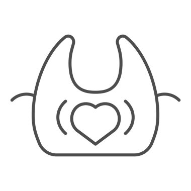 Bebek önlüğü, ince çizgi ikonu. Çocuk önlüğü vektör illüstrasyonu beyaza izole edildi. Kıyafet tasarımı, web ve uygulama için tasarlanmış. Eps 10.