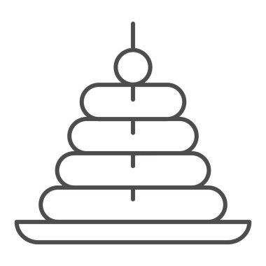 Çocuklar piramit şeklinde ince çizgi ikonu. Oyuncak piramit çizimi beyaza izole edildi. Çocuklar web ve uygulama için tasarlanmış ana hatlı tasarım oyuncakları. Eps 10.