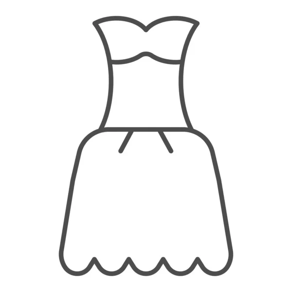 細い線のアイコンをドレスアップ。白で区切られたガウンのベクトルイラスト。女性の服は、ウェブやアプリのために設計されたスタイルのデザインをアウトライン。Eps 10. — ストックベクタ