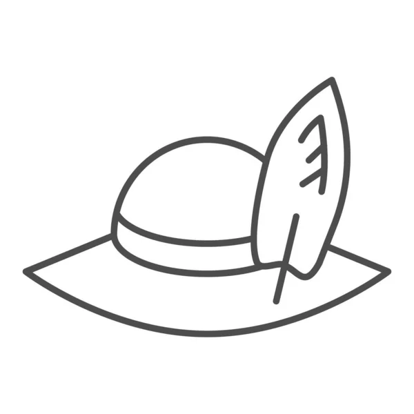 Ícone de linha fina de chapéu de viajantes. Praia panama chapéu vetor ilustração isolada em branco. Cap design estilo esboço, projetado para web e app. Eps 10 . — Vetor de Stock