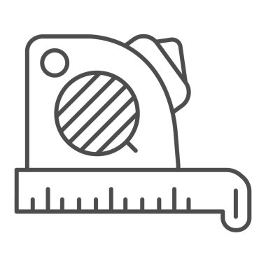 Rulet metre ince çizgi ikonu. Beyaz renkte izole edilmiş vektör çizimi. Web ve uygulama için tasarlanmış santimetre bant tasarımı. Eps 10.