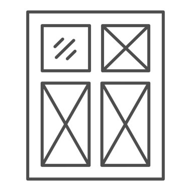 Pencere ince çizgi simgesi. Çerçeve vektör çizimi beyaza izole edildi. Glass outline tasarımı, web ve uygulama için tasarlandı. Eps 10.