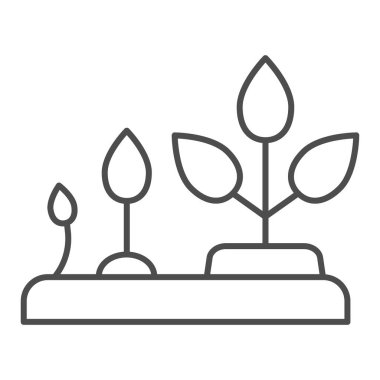 Bitki ince çizgi ikonunun büyümesi. Filiz geliştirme vektör illüstrasyonu beyazda izole edildi. Doğa tasarımı, web ve uygulama için tasarlandı. Eps 10.