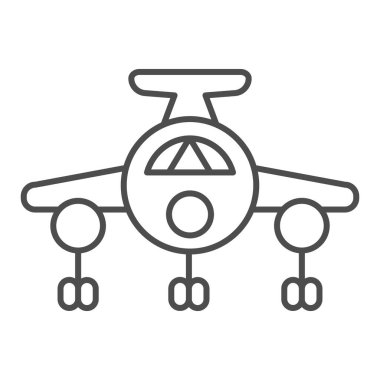 Uçak ince çizgi simgesi. Düz vektör çizimi beyaza izole edildi. Uçak ana hatları tasarımı, web ve uygulama için tasarlandı. Eps 10.