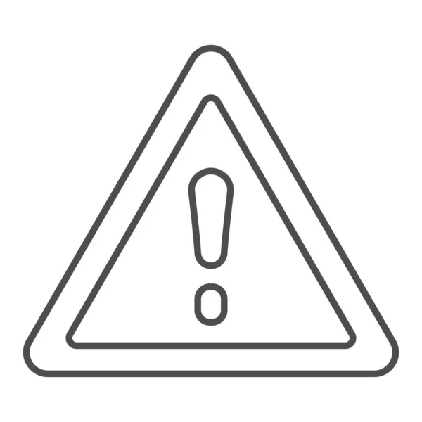 注意サイン細い線のアイコン.警告サインベクトルイラストは白で隔離。Webおよびアプリ用に設計されたアラートアウトラインスタイルデザイン。Eps 10. — ストックベクタ