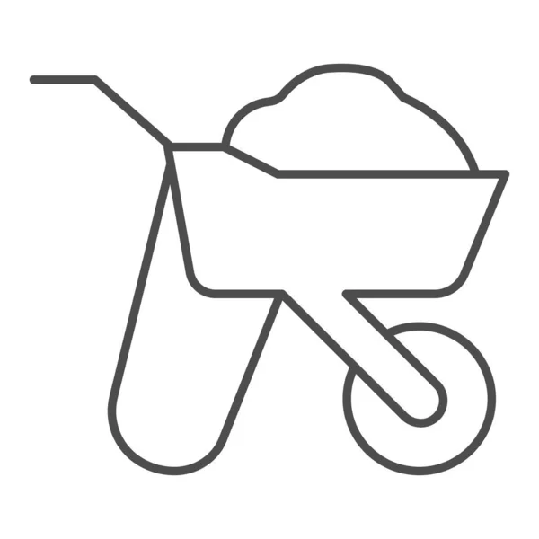 Wheelbarrow thin line icon. Cart vector illustration isolated on white. Barrow outline style design, designed for web and app. Eps 10. — Stock Vector