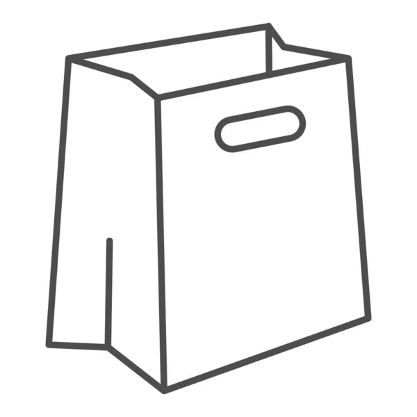 Bolsa de papel icono de línea delgada. Ilustración vectorial de paquete aislado en blanco. Diseño de estilo de contorno de bolsa de compras, diseñado para web y aplicación. Eps 10 . — Archivo Imágenes Vectoriales