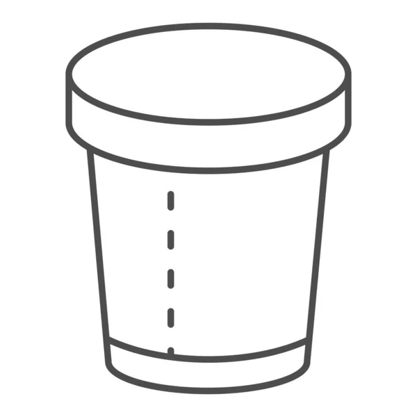 Eldobható csésze vékony vonal ikon. Papír csésze vektor illusztráció elszigetelt fehér. Kávé csésze vázlatos stílus design, tervezett web és app. 10. rész. — Stock Vector