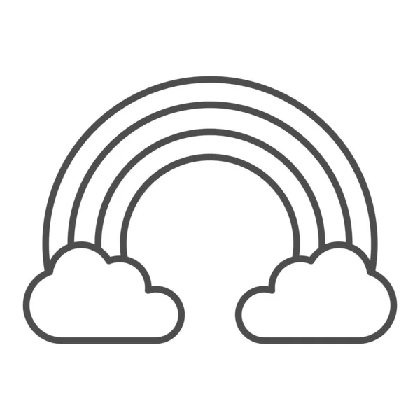 Regenboog in wolken dunne lijn pictogram. Lucht vector illustratie geïsoleerd op wit. Ontwerp in natuurstijl, ontworpen voor web en app. Eps 10. — Stockvector