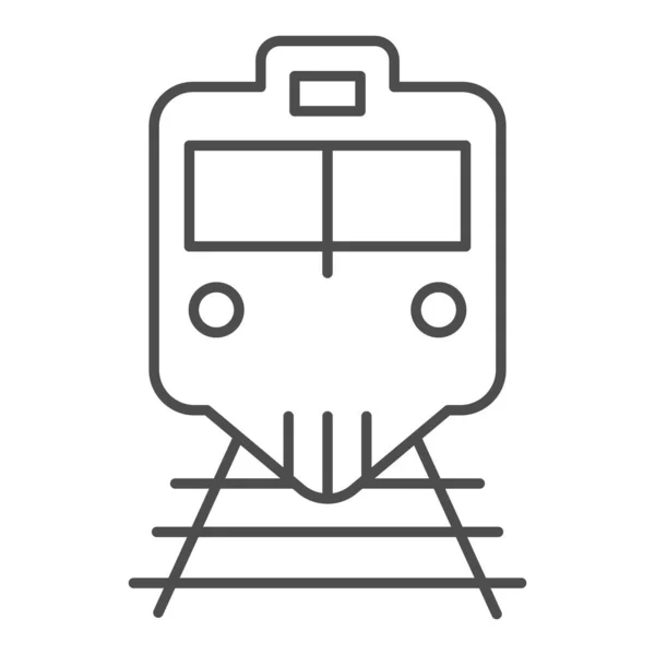 Trem e ferrovia ícone linha fina. Ilustração do vetor ferroviário isolado em branco. Design de estilo de esboço locomotiva, projetado para web e aplicativo. Eps 10 . —  Vetores de Stock