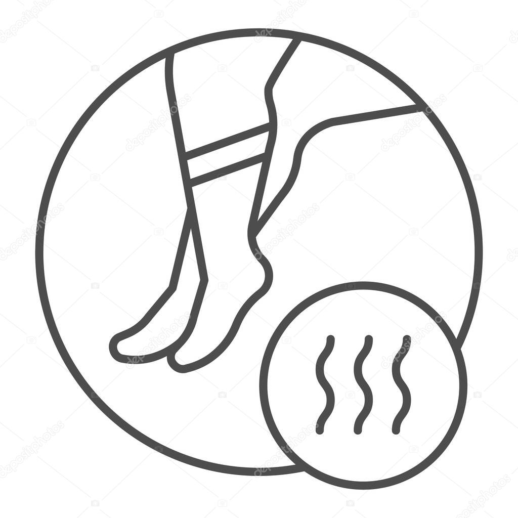 Foot with bad odor thin line icon. Smelly socks vector illustration isolated on white. Stinky feet outline style design, designed for web and app. Eps 10