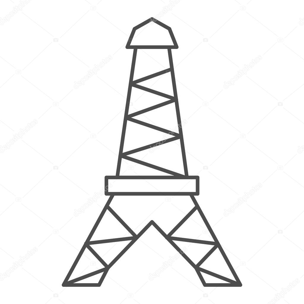 Eiffel tower thin line icon. Paris vector illustration isolated on white. French architecture outline style design, designed for web and app. Eps 10.