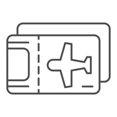 Uçak bileti ince çizgi ikonu. Uçak bileti vektör çizimi beyaza izole edildi. Turizm tasarımı web ve uygulama için tasarlandı. Eps 10.