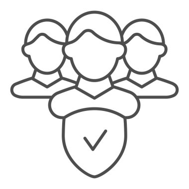 İnce çizgi simgesi işaretlendi. Doğrulanmış takım vektör çizimi beyaza izole edildi. Ortaklık ve kontrol işareti tasarımı, web ve uygulama için tasarlandı. Eps 10.