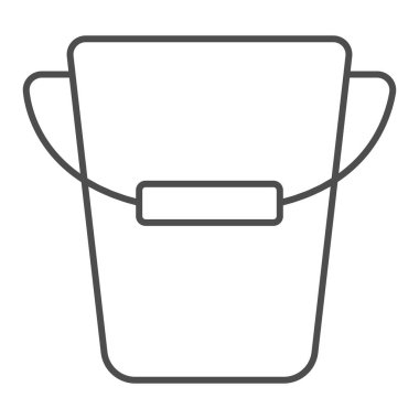 Kova ince çizgi simgesi. Uygulama vektör illüstrasyonu beyaza izole edildi. Pail tasarımı, web ve uygulama için tasarlandı. Eps 10.