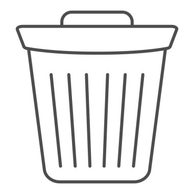 İnce çizgi simgesi. Çöp taşıyıcı illüstrasyonu beyaza izole edildi. Kova tasarımı, web ve uygulama için tasarlandı. Eps 10.