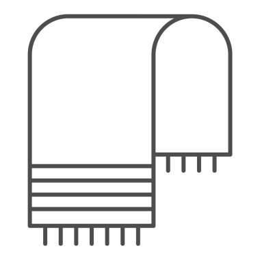 Havlu ince çizgi simgesi. Banyo vektör çizimi beyaza izole edildi. Doku ana hatları tasarımı, web ve uygulama için tasarlandı. Eps 10.
