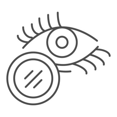 Göz ince çizgi simgesi. Beyaz üzerine izole edilmiş vektör illüstrasyonuna bak. Web ve uygulama için tasarlanmış mercek tasarımı. Eps 10.